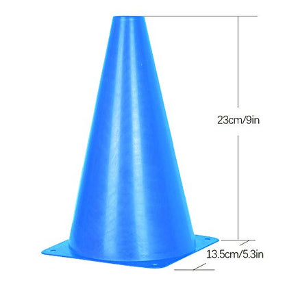 Alyoen 9 inch Traffic Cones, Plastic Sport Cones, Blue Soccer Training Cones for Outdoor Activity & Festive Events (Sets of 10/15/ 20) - color: Blue-10 Pack