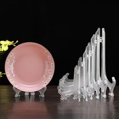 12 Pack 3 Inch Clear Plastic Easels or Stand/Plate Holders to Display Pictures or Other Items at Weddings, Plate Stands for Home Decoration, Birthdays, Tables - size: 3 inch