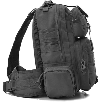 REEBOW GEAR Tactical Sling Bag Single Shoulder Every Day Carry Backpack - color: Black