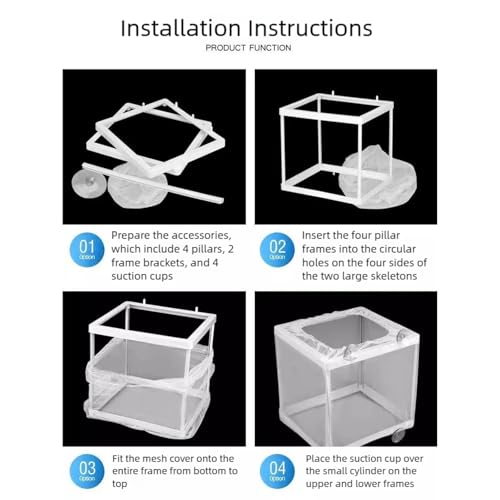 3 Multi-Purpose Floating Aquarium Enclosure Removable Breeding Net Transparent Nursery Box for Fish Fry Observation Transparent Box Multi-Purpose Enclosure Removable Net - color: B