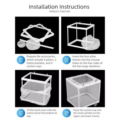 1 Transparent Floating Aquarium Breeding Box Adjustable Isolation Net Easy Setup Nursery Enclosure for Fry Fish Aquariums Breeding Box Floating Isolation