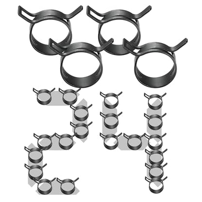 24Pcs 0.91" (23mm) Spring Band Hose Clamps, Black | Constant Tension, Fuel Line Compatible, Silicone Vacuum Hose Steel Clamp, Low Pressure Air Clip, For Automobiles