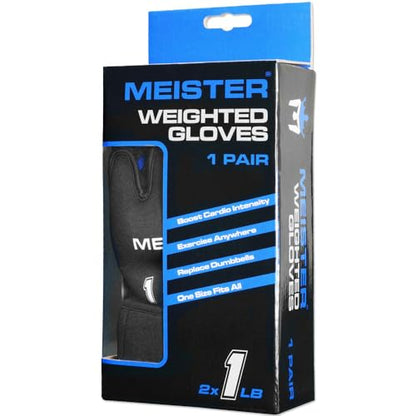 Meister Elite 1lb Weighted Gloves for Cardio & Heavy Hands - Black