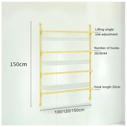 4/5 Tier Wall Mounted Socks Rack, Metal Adjustable Height Underwear Display Shelf, Retail Store Bras/Panties/Tank Tops Organizer Stand, for Clothing Store