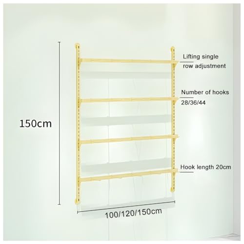 4/5 Tier Wall Mounted Socks Rack, Metal Adjustable Height Underwear Display Shelf, Retail Store Bras/Panties/Tank Tops Organizer Stand, for Clothing Store.Gold-a-100x150cm