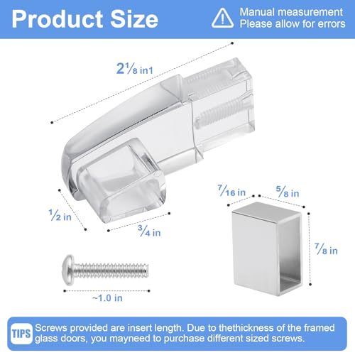 Clear Acrylic Shower Door Towel Bar Brackets, with Bright Chrome Sleeve, Fit for Alumax/Basco Framed Sliding Shower Door Towel Rod Replacement （2 Pack）