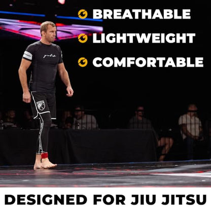 Gold BJJ Jiu Jitsu Spats - Base Layer for Gi and No-Gi Grappling - Martial Arts Pants - color: Black (Full Length), size: Medium