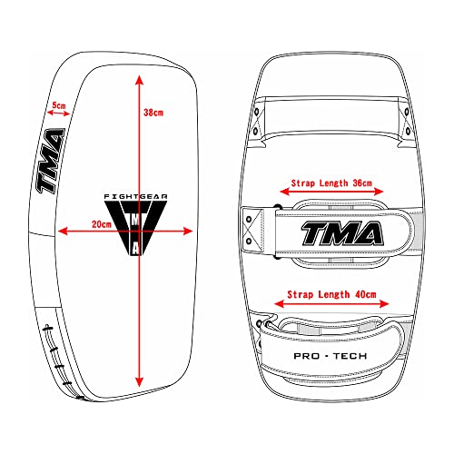 TMA Thai Pads Curved Kickboxing Muay Thai with Solid Handle Grip,Strike Shield for Knees Elbows Kicks Punches, Coaching Training Boxing MMA Martial Arts Taekwondo (Single)