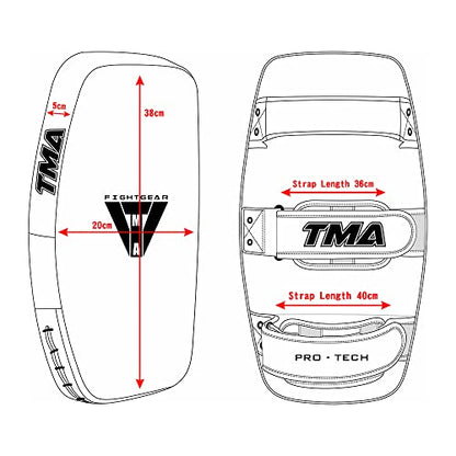TMA Thai Pads Curved Kickboxing Muay Thai with Solid Handle Grip,Strike Shield for Knees Elbows Kicks Punches, Coaching Training Boxing MMA Martial Arts Taekwondo (Single)