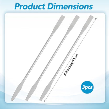 3PCS Double-Ended Spatula, Stainless Steel Lab Spatula, Mini Metal Spatula, Shovel Tapered Arrow End Flat Ends, 5.9 Inches (Silver)