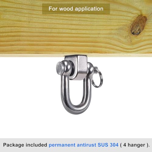 SELEWARE 4 Pack Swing Hangers Swing Set Hooks Stainless Steel Hammock Hooks | Heavy Duty Swing Mount for Porch Swing, Hammock Chair, Heavy Bag, Yoga Silk, Suspension Straps, Gymnastics Rings - color: Stainless 4 Pack Swing Hooks