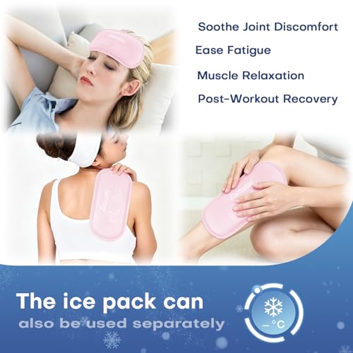 Gel Ice Packs for Injuries Reusable 2 Packs Hot Cold Gel Wrap with Strap - color: Pink-2 Pack-medium