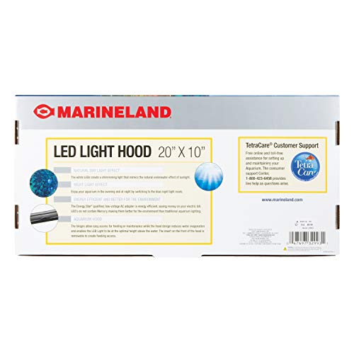 Marineland LED Light Hood For Aquariums, 20 Inches By 10 Inches, Natural Shimmering Light With Night Light Effect - size: 20- by 10-Inch
