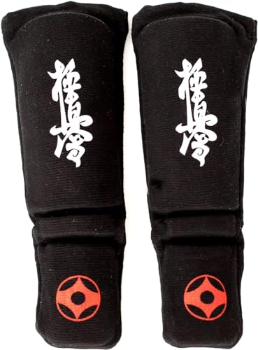 Muay Thai MMA Kickboxing shin Guards, Instep Guard Sparring Protective Leg shin Kick Pads for Adults Kyokushin and Non Kyokushin Versions - size: Large