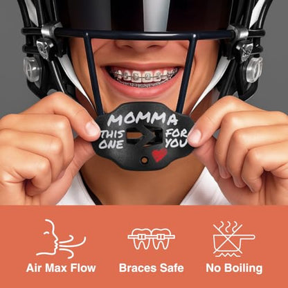 SLEEFS Classic Football Mouthguard with Bold Designs and Removable Strap - color: Momma Black