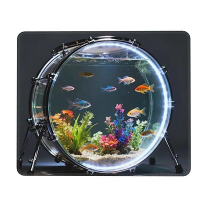 Modern Drum Fish Tank Gaming Mouse Pad Non-Slip Rubber Base Square Mouse Mat for Office Computer Mousepad 7.9 X 9.5 in