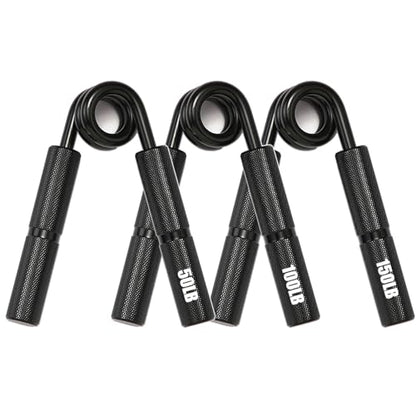Silver 50LB-400LB Metal Hand Grip Strength Trainer Set - color: Black, size: 3Pack(50LB-150LB)