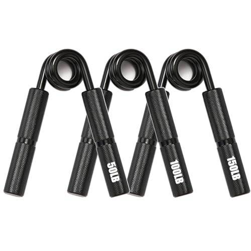 Silver 50LB-400LB Metal Hand Grip Strength Trainer Set - color: Black, size: 3Pack(50LB-150LB)