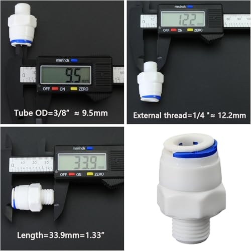 1/4"M to 3/8" Tube Push-Fit Adapter, 5 Pcs | Quick-connect adapter for RO reverse osmosis water filter systems, beverage dispensers & water purifiers.