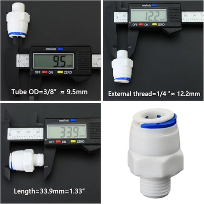 1/4"M to 3/8" Tube Push-Fit Adapter, 5 Pcs | Quick-connect adapter for RO reverse osmosis water filter systems, beverage dispensers & water purifiers.