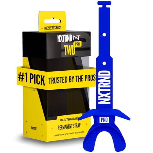 Nxtrnd Two Pro Football Mouth Guard, Permanent Strap, Fits Adult & Youth (Blue) - color: Blue Pro