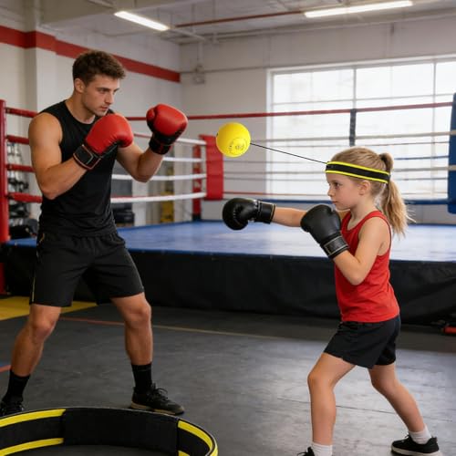 Boxing Reflex Ball Headband Multifunctional Fun Effective Hand Eye | Beginners Reflex Punching Ball Boxing Gear for Adults Enthusiasts Families Friends Amateurs Lovers Fun Sp - color: Yellow ball