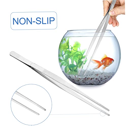 3pcs Aquarium Tweezers Straight Curved Stainless Steel Tools for Fish Tank Cleaning Coral Feeding and Gravel Maintenance Lightweight Siphon and Feeding