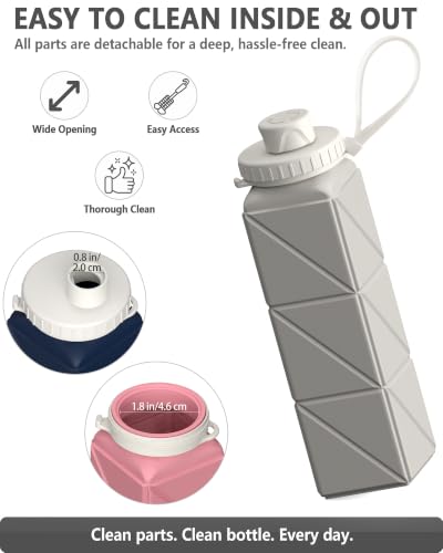 BEAUTAIL Collapsible Water Bottles 21oz/610mL, Silicone Travel Water Bottle | BPA Free, Leakproof & Reusable, Foldable Water Bottle for Traveling, Hiking, Gym, School, Sports, Outdoor, 1-Pack, Starlight - color: Starlight