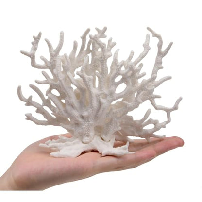 2 Pcs Artificial Aquarium Coral Reef Decor White | PVC, Faux, Fish Tank Ornament, Landscape Accessories