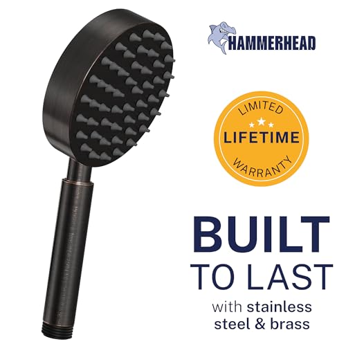 Solid Metal Hand Held Shower Head, Oil Rubbed Bronze | 4 Inch Spray Wand | Made from 304 Stainless Steel with Silicone Nozzles | Works With All Hoses, Slide Bars & Wall Mount Holders - color: Oil Rubbed Bronze, size: 2.5 GPM