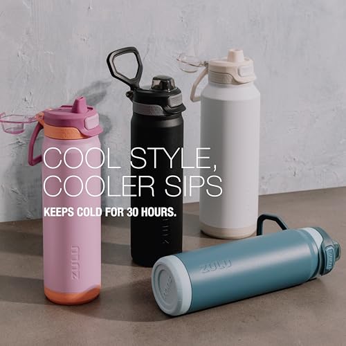 ZULU Powerfill Pro 40oz Stainless Steel Sip or Chug Water Bottle, Ash - color: Ash, style: 40oz