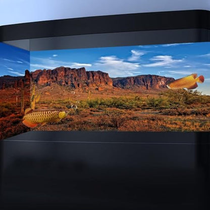 24X16IN Desert Rock High Mountain Cactus Oasis Reptile Habitat Background, Natural Blue Sky Sun Desert Themed Terrarium Background, Aquarium Background with 10 EVA Double-Sided Tape - size: 24X16in/60X40cm