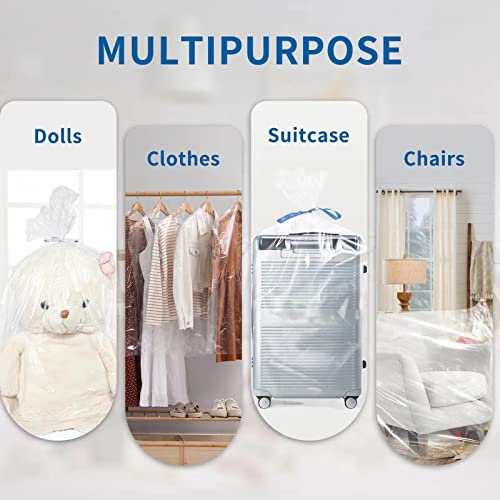 Jumbo Clear Storage Bags, Pack of 6, 40" x 60" XXL Dustproof Plastic Suitcase Bag, Waterproof Storage Bag for Luggage, Chairs, Luggage, Stroller, Kids Bike, Bicycle and Motorbike