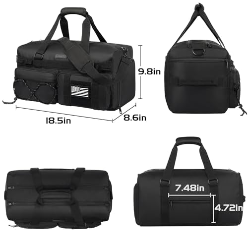 Gym Bag Water-Resistant Sports Duffel,Portable Lightweight Gym Bag,Sports Duffel Bags for Women&Men for Camp, Fitness, and Short Tours, Dance - The Red Flag area allows for DIY