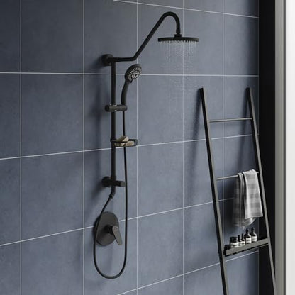 PULSE ShowerSpas Kauai III Matte Black Rain Shower Head with Handheld Spray - 1.8 GPM, 8" Showerhead, 5-Function HandShower, Adjustable Slide Bar - Shower Heads with Handheld Spray Combo - size: 1.8 Gallon Per Minute, style: Matte Black
