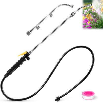 Enhon Pump Sprayer Wand with 2 Types of Nozzles, 3 Hole Nozzle Replacement, Stainless Steel Sprayer Wand Replacement with Trigger & Hose