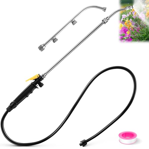 Enhon Pump Sprayer Wand with 2 Types of Nozzles, 3 Hole Nozzle Replacement, Stainless Steel Sprayer Wand Replacement with Trigger & Hose