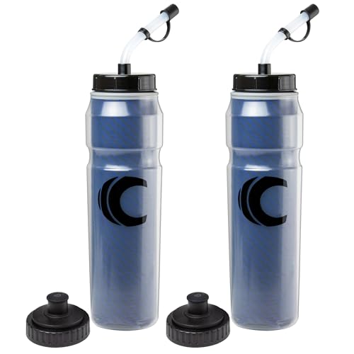Cannon Sports 28oz Insulated Squeeze Water Bottle with Straw, Leak Proof Lids, 2 lids (Straw and Squeeze), Double Wall Insulation, Wide Mouth, BPA-Free (2 Pack) (Blue) - color: Blue