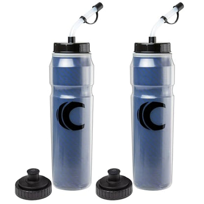 Cannon Sports 28oz Insulated Squeeze Water Bottle with Straw, Leak Proof Lids, 2 lids (Straw and Squeeze), Double Wall Insulation, Wide Mouth, BPA-Free (2 Pack) (Blue) - color: Blue