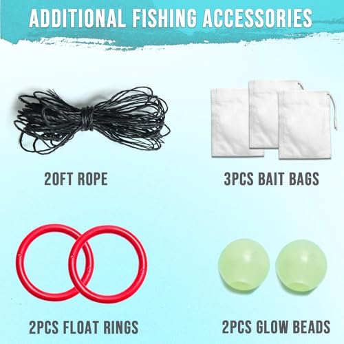 Fishing Bait Trap Crab Trap Minnow Traps, Foldable Net for Blue Crabs Lobster Shrimp Crawfish with Rope and Crabbing Equipment - color: Black-2 Pack, size: 8 Holes-25.5" x 9.4"