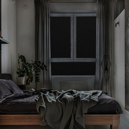 Blackout Window Privacy Film, Darkening Film Total Black Matte Opaque 100% UV Light Blocking, Static Cling Tint Covering Film for Home (23.6 x 78.7inches, Matte Black) - color: Black, size: 23.6 x 78.7 Inch