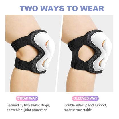 Kids Youth Adult Protective Gear Set Adjustable Knee Elbow Wrist Guards - color: White, size: Small