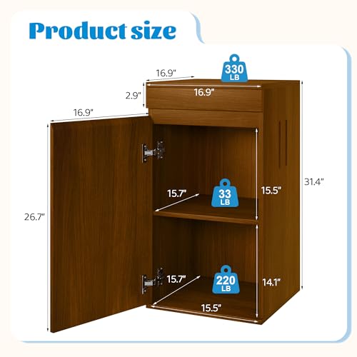 Aquarium Stand with Storage Cabinet for 10-15 Gallon Tank, 330LBS Capacity, USB Type-C Outlets, Adjustable Shelf