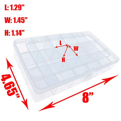 Xiaoyztan Clear Plastic Organizer, 18 Fixed Grids, Jewelry Box Bead Storage Container for Small Parts, Fishing Tackle, DIY Crafts, and Earrings, Overall 8 x 4.7 x 1.3 Inch, 2Pcs - size: 8.0x4.7x1.3 in
