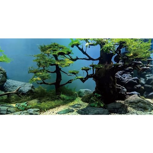 AWERT 72x18 inches Undersea Tree Aquarium Background Ocean Floor Aquarium Background Polyester Underwater Stone Fish Tank Background - size: 72x18in/180x45cm