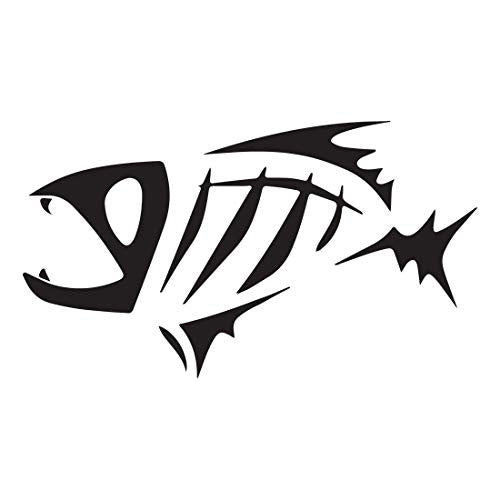 Fish Skeleton (Black) (Set Of 2) Premium Waterproof Vinyl Decal Stickers For Laptop Phone Accessory Helmet Car Window Bumper Mug Tuber Cup Door Wall Decoration