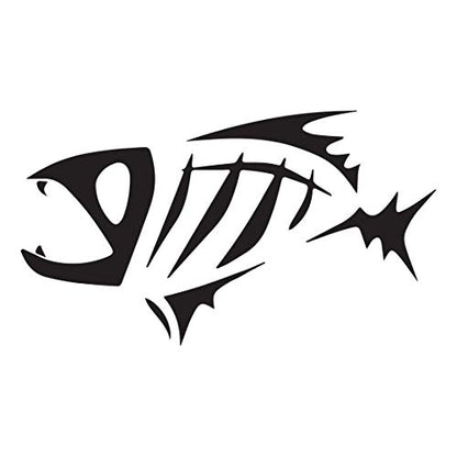 Fish Skeleton (Black) (Set Of 2) Premium Waterproof Vinyl Decal Stickers For Laptop Phone Accessory Helmet Car Window Bumper Mug Tuber Cup Door Wall Decoration