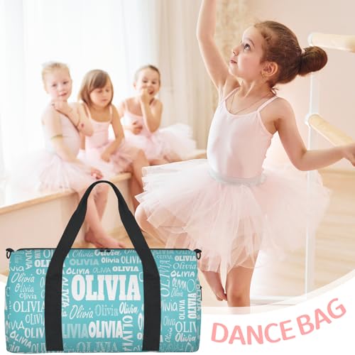 Custom Named Dance Ballet Bag, Dark Turquoise Blue Solid Color - color: Blue