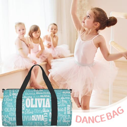 Custom Named Dance Ballet Bag, Dark Turquoise Blue Solid Color - color: Blue