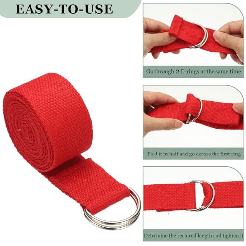 Yoga Strap for Stretching, Athletic Stretch Band with Adjustable Metal D Ring Buckle Yoga Bands - color: Black, size: 8.2ft